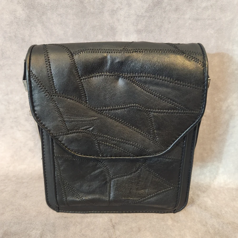 Black Leather‎ Crossbody Bag